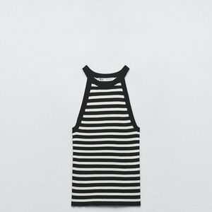 Zara Black & White Striped Halter Top
